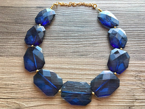 Navy Blue Chunky Statement Necklace, double strand necklace, blue necklace, dark blue necklace, navy blue wedding, bridesmaid necklace