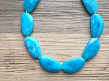 Load image into Gallery viewer, Big Bead light Blue Necklace, single Strand Statement Jewelry, pool carribbean Chunky bib bridesmaid or everyday bubble jewelry