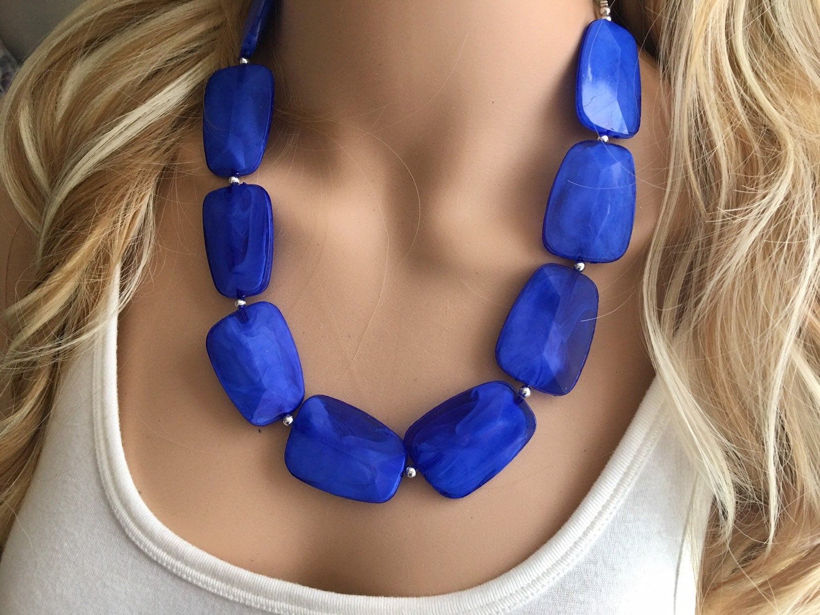 Twisted Blue Chunky Statement Necklace for Women – namana.london