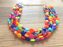 Load image into Gallery viewer, Rainbow Beaded Necklace, Colorful Jewelry, Chunky statement necklace, big beaded necklace, rainbow jewelry, rainbow baby confetti necklace