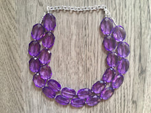 Load image into Gallery viewer, Light Purple Lilac Chunky Statement Necklace, Acrylic faceted Beaded Jewelry,  lavender beaded necklace