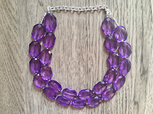 Light Purple Lilac Chunky Statement Necklace, Acrylic faceted Beaded Jewelry,  lavender beaded necklace