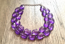 Load image into Gallery viewer, Light Purple Lilac Chunky Statement Necklace, Acrylic faceted Beaded Jewelry,  lavender beaded necklace