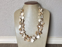 Load image into Gallery viewer, Chunky Double Strand Strand Coral Shell Statement Necklace, creamy tan beaded jewelry, shell necklace coral jewelry, white necklace
