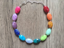 Load image into Gallery viewer, Rainbow Beaded Necklace, Colorful Jewelry, Chunky statement necklace, big beaded necklace, rainbow jewelry baby, color block necklace