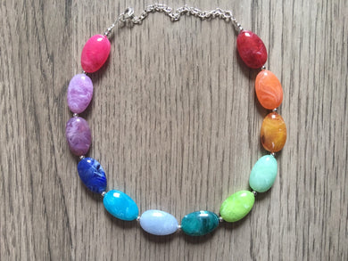 Rainbow Beaded Necklace, Colorful Jewelry, Chunky statement necklace, big beaded necklace, rainbow jewelry baby, color block necklace