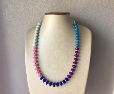 Jewel Tones Beaded Necklace, pink Jewelry, Chunky statement necklace, big beaded necklace, blush jewelry, pink statement necklace, single