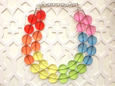 Rainbow Beaded Necklace, Colorful Jewelry, Chunky statement necklace, big beaded necklace, rainbow jewelry, rainbow baby necklace