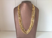 Load image into Gallery viewer, Paperclip TEN STRAND Metallic mirror gold Jewelry, Neutral holiday Christmas Jewelry, metal strand chunky statement beaded jewels