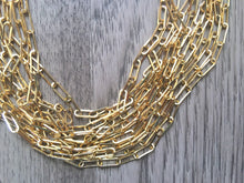Load image into Gallery viewer, Paperclip TEN STRAND Metallic mirror gold Jewelry, Neutral holiday Christmas Jewelry, metal strand chunky statement beaded jewels