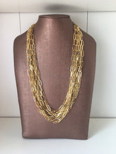 Load image into Gallery viewer, Paperclip TEN STRAND Metallic mirror gold Jewelry, Neutral holiday Christmas Jewelry, metal strand chunky statement beaded jewels