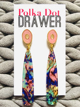 Load image into Gallery viewer, Pink Donut Mosaic Acrylic statement earrings, Geometric bead Statement acetate colorful jewelry gold necklace chunky drop hook earrings