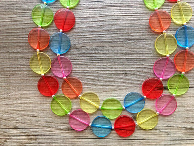 Rainbow Beaded Necklace, Colorful Jewelry, Chunky statement necklace, big beaded necklace, rainbow jewelry, rainbow baby necklace
