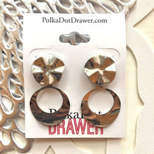 Load image into Gallery viewer, Silver Mirror statement earrings, Geometric bead Statement acrylic fall colors jewelry silver  necklace chunky drop hook dangle pendant