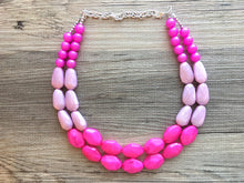 Load image into Gallery viewer, Blush &amp; Hot Pink Statement jewelry set, Chunky Beaded Necklace Jewelry, light pink Necklace, pale pink beaded necklace, baby pink