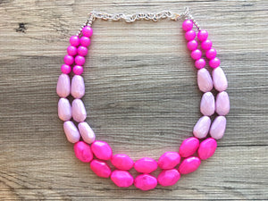 Blush & Hot Pink Statement jewelry set, Chunky Beaded Necklace Jewelry, light pink Necklace, pale pink beaded necklace, baby pink