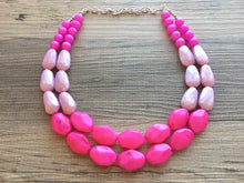 Load image into Gallery viewer, Blush &amp; Hot Pink Statement jewelry set, Chunky Beaded Necklace Jewelry, light pink Necklace, pale pink beaded necklace, baby pink