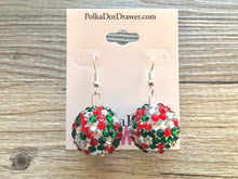 Load image into Gallery viewer, Christmas earrings, Red Silver Green and BLING! Holiday Jewelry, Christmas Jewelry, Red Green Jewelry, Christmas Gift Christmas Present