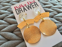 Load image into Gallery viewer, Gold statement earrings, Geometric bead Statement acrylic fall colors jewelry gold necklace chunky drop hook earrings, hammered