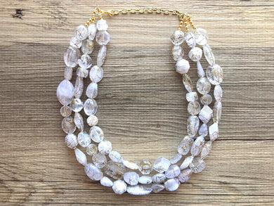 Gold Goddess chunky statement necklace, big beaded jewelry, gifts for women bib jewelry Multi-Strand Nugget metallic resin gold painted