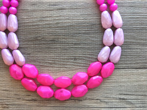 Blush & Hot Pink Statement jewelry set, Chunky Beaded Necklace Jewelry, light pink Necklace, pale pink beaded necklace, baby pink