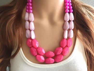 Blush & Hot Pink Statement jewelry set, Chunky Beaded Necklace Jewelry, light pink Necklace, pale pink beaded necklace, baby pink