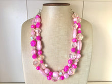 Load image into Gallery viewer, Hot Pink Statement jewelry, Chunky Beaded Necklace, pink Jewelry, magenta pink Blush pink beaded necklace, pink dress pearl wedding