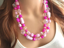 Load image into Gallery viewer, Hot Pink Statement jewelry, Chunky Beaded Necklace, pink Jewelry, magenta pink Blush pink beaded necklace, pink dress pearl wedding