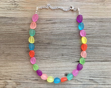 Load image into Gallery viewer, Rainbow Beaded 1 Strand Necklace, Colorful Jewelry, Chunky statement necklace, jelly bean necklace, rainbow jewelry, rainbow baby confetti