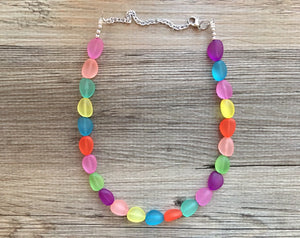 Rainbow Beaded 1 Strand Necklace, Colorful Jewelry, Chunky statement necklace, jelly bean necklace, rainbow jewelry, rainbow baby confetti