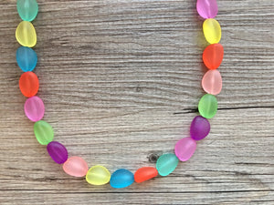 Rainbow Beaded 1 Strand Necklace, Colorful Jewelry, Chunky statement necklace, jelly bean necklace, rainbow jewelry, rainbow baby confetti