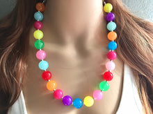 Load image into Gallery viewer, Rainbow Beaded 1 Strand Necklace, Colorful Jewelry, Chunky statement necklace, jelly bean necklace, rainbow jewelry, rainbow baby confetti