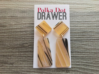 Yellow Striped Shell Teardrop earrings, round circle earrings, tortoise jewelry, sunflower earrings, tortoise blonde acetate earring