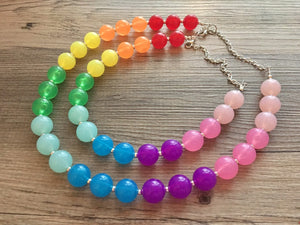 Mommy & Me Matching Rainbow Beaded Necklace, Colorful Jewelry, Chunky statement necklace, rainbow jewelry, rainbow baby