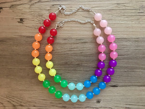 Mommy & Me Matching Rainbow Beaded Necklace, Colorful Jewelry, Chunky statement necklace, rainbow jewelry, rainbow baby