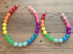 Mommy & Me Matching Rainbow Beaded Necklace, Colorful Jewelry, Chunky statement necklace, rainbow jewelry, rainbow baby