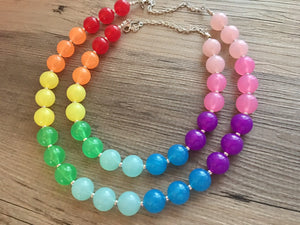 Mommy & Me Matching Rainbow Beaded Necklace, Colorful Jewelry, Chunky statement necklace, rainbow jewelry, rainbow baby