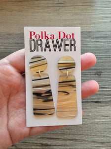 Yellow Striped Shell Teardrop earrings, round circle earrings, tortoise jewelry, sunflower earrings, tortoise blonde acetate earring