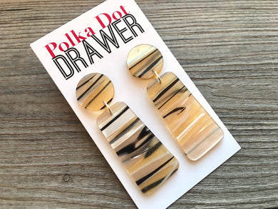 Yellow Striped Shell Teardrop earrings, round circle earrings, tortoise jewelry, sunflower earrings, tortoise blonde acetate earring