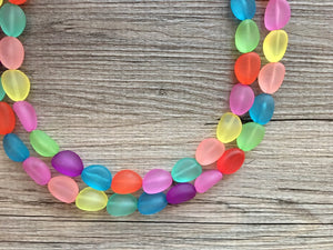 Rainbow Beaded 2 Strand Necklace, Colorful Jewelry, Chunky statement necklace, jelly bean necklace, rainbow jewelry, rainbow baby confetti