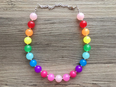 Rainbow Beaded 1 Strand Necklace, Colorful Jewelry, Chunky statement necklace, jelly bean necklace, rainbow jewelry, rainbow baby confetti