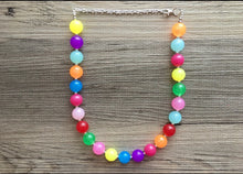 Load image into Gallery viewer, Rainbow Beaded 1 Strand Necklace, Colorful Jewelry, Chunky statement necklace, jelly bean necklace, rainbow jewelry, rainbow baby confetti