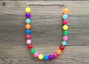 Rainbow Beaded 1 Strand Necklace, Colorful Jewelry, Chunky statement necklace, jelly bean necklace, rainbow jewelry, rainbow baby confetti