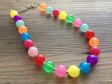 Rainbow Beaded 1 Strand Necklace, Colorful Jewelry, Chunky statement necklace, jelly bean necklace, rainbow jewelry, rainbow baby confetti