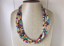 Load image into Gallery viewer, Five strand Rainbow Beaded Necklace, Colorful Jewelry, Chunky statement necklace, beaded necklace, rainbow jewelry, rainbow baby confetti