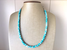 Load image into Gallery viewer, Turquoise Blue White strand Beaded Statement Necklace, Chunky Bib white and Teal Single Strand Jewelry Light blue swirl earrings bracelet
