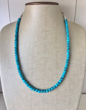 Load image into Gallery viewer, Teal Blue + Black strand Beaded Statement Necklace, Chunky Bib white and Teal Single Strand Jewelry Light blue swirl earrings bracelet
