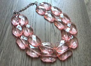 Coral Chunky Statement Necklace, double strand necklace, blush necklace, light pink necklace, coral wedding, bridesmaid necklace