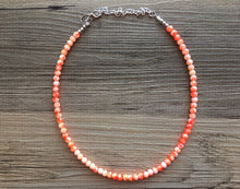 Load image into Gallery viewer, Neon Orange + White strand Beaded Statement Necklace, Chunky Bib white and orange Single Strand Jewelry tie dye swirl earrings bracelet