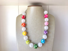 Load image into Gallery viewer, Rainbow Multi Color Chunky Statement Necklace, rainbow single strand, neon necklace, bubble jewelry, multi color jewelry, rainbow jewelry